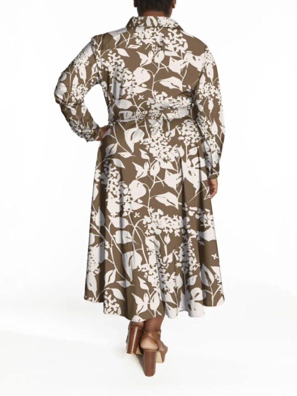 NWOT Pari Passu Plus Sz 5B (US 20) Poplin Floral Print Shirtdress Waist Tie - Picture 3 of 10